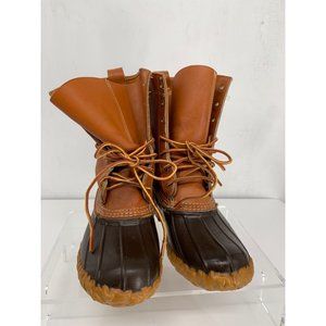 L.L. Bean Womans 7M Brown Rain Duck Boots 7" Shaft Tumbled Leather